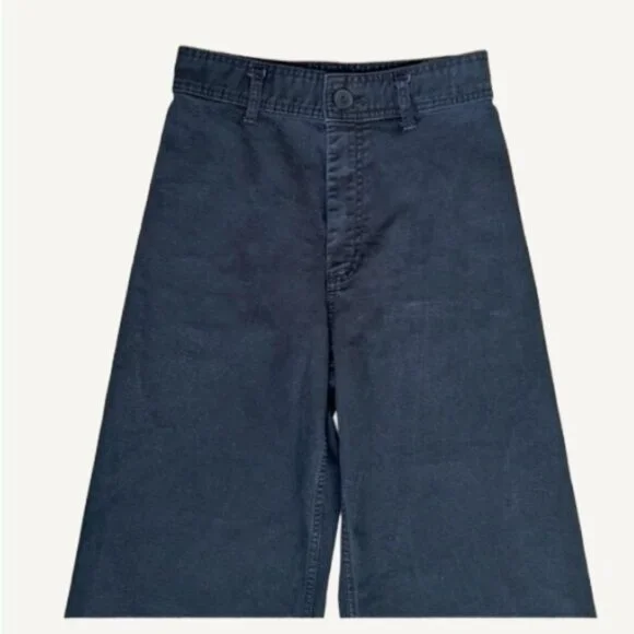 Zara High Rise Wide Leg Raw Hem Charcoal Denim Jeans Black Size 6 - Picture 5 of 11